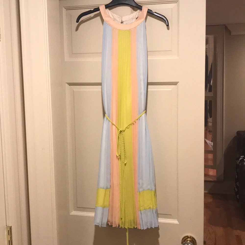 Pastel Chiffon Fine Pleated Halter Dress